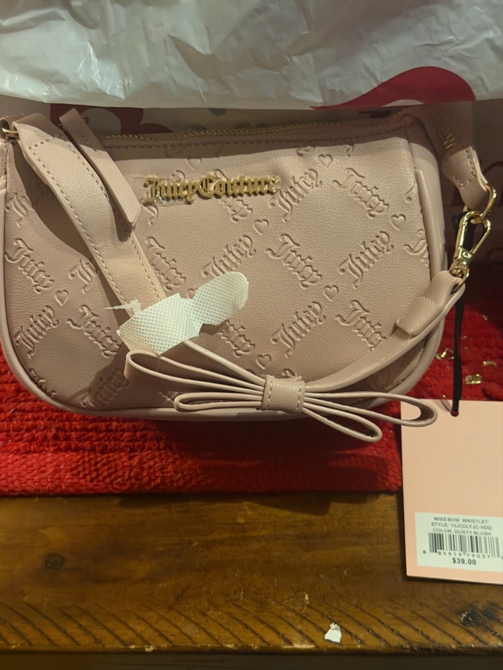 Juicy Couture Blush Pink Bow Crossbody Bag
